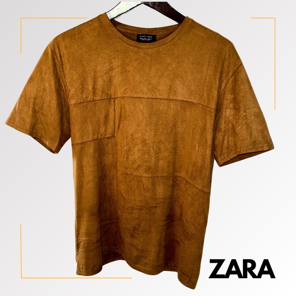 Zara Other - ZARA MAN Short-Sleeve Faux-Suede Modern Tee-Shirt - LARGE